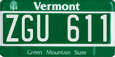 VT license plate ZGU611