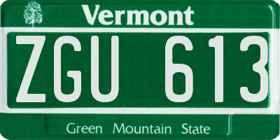 VT license plate ZGU613