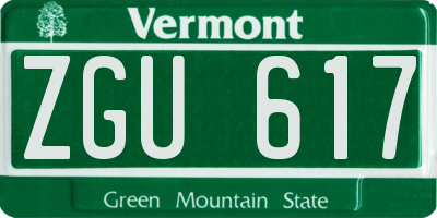 VT license plate ZGU617