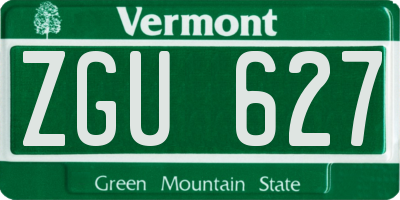 VT license plate ZGU627