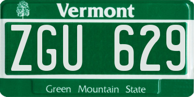 VT license plate ZGU629
