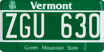 VT license plate ZGU630