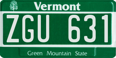 VT license plate ZGU631