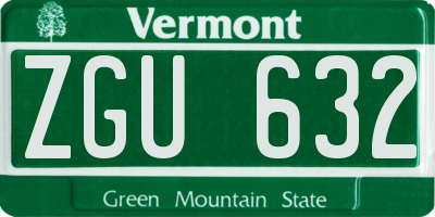 VT license plate ZGU632