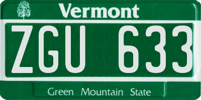 VT license plate ZGU633