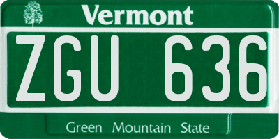 VT license plate ZGU636
