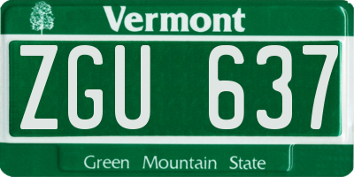 VT license plate ZGU637