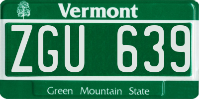 VT license plate ZGU639