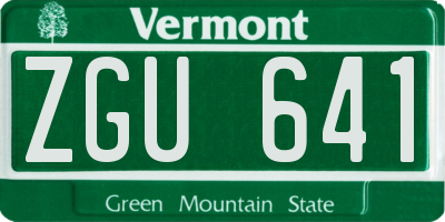 VT license plate ZGU641