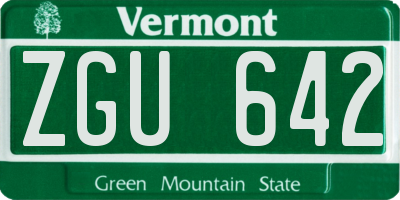 VT license plate ZGU642