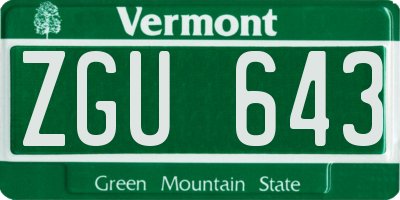 VT license plate ZGU643
