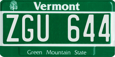 VT license plate ZGU644