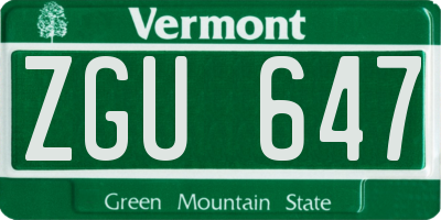 VT license plate ZGU647