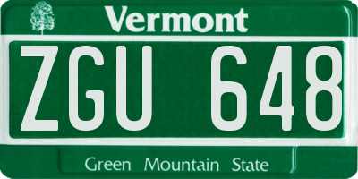 VT license plate ZGU648