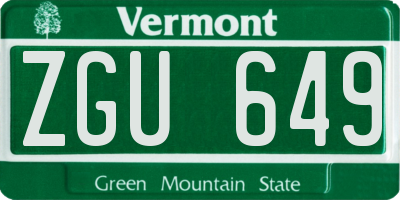 VT license plate ZGU649