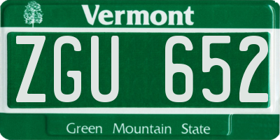 VT license plate ZGU652