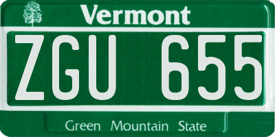 VT license plate ZGU655