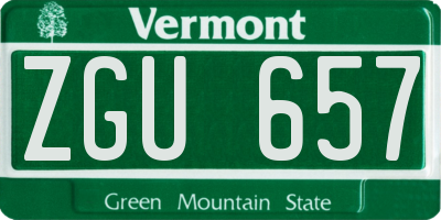 VT license plate ZGU657