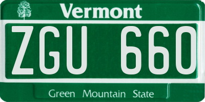 VT license plate ZGU660