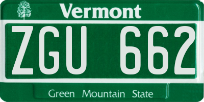 VT license plate ZGU662