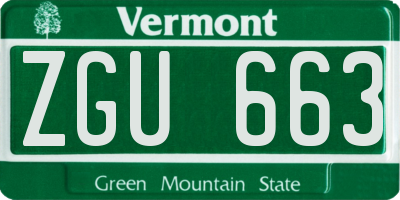 VT license plate ZGU663