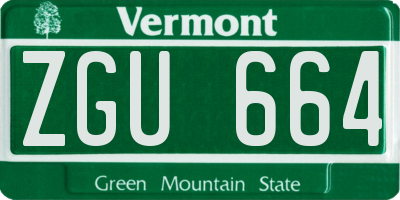 VT license plate ZGU664