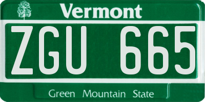 VT license plate ZGU665