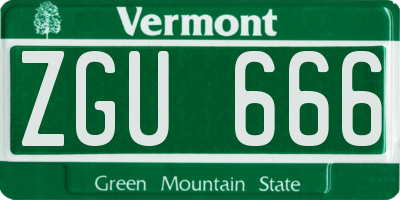 VT license plate ZGU666