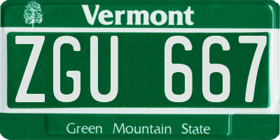 VT license plate ZGU667
