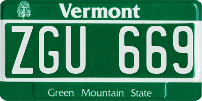 VT license plate ZGU669
