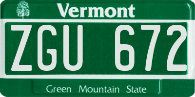 VT license plate ZGU672