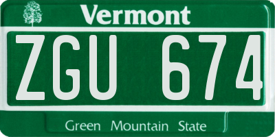 VT license plate ZGU674