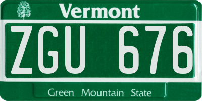 VT license plate ZGU676