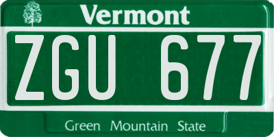 VT license plate ZGU677