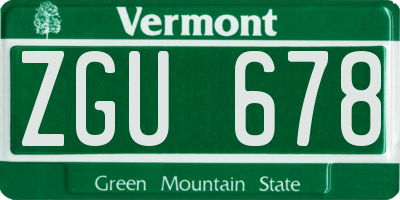 VT license plate ZGU678
