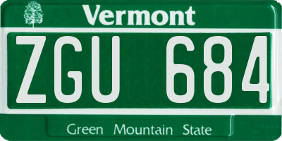 VT license plate ZGU684