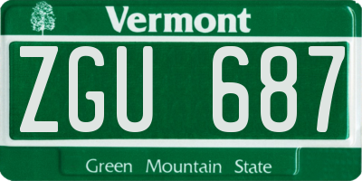 VT license plate ZGU687