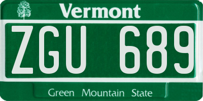 VT license plate ZGU689