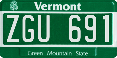 VT license plate ZGU691