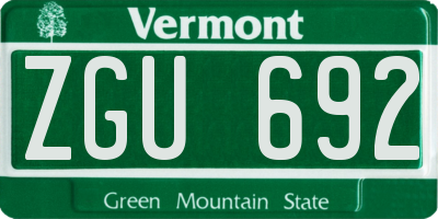 VT license plate ZGU692