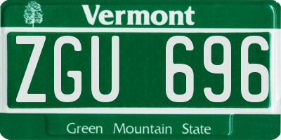 VT license plate ZGU696