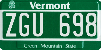 VT license plate ZGU698