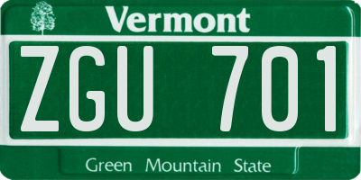 VT license plate ZGU701