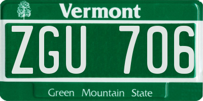 VT license plate ZGU706