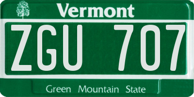 VT license plate ZGU707
