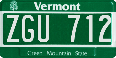VT license plate ZGU712
