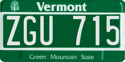VT license plate ZGU715