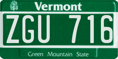 VT license plate ZGU716