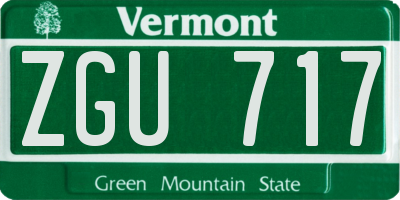 VT license plate ZGU717