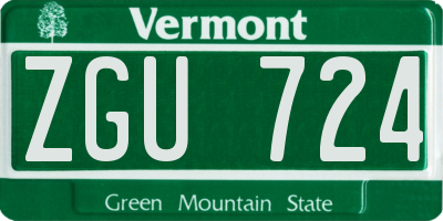 VT license plate ZGU724